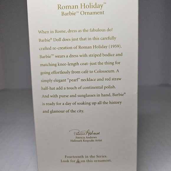 Hallmark Keepsake Roman Holiday Barbie Ornament 2007 Series Number 14 - Picture 2 of 7